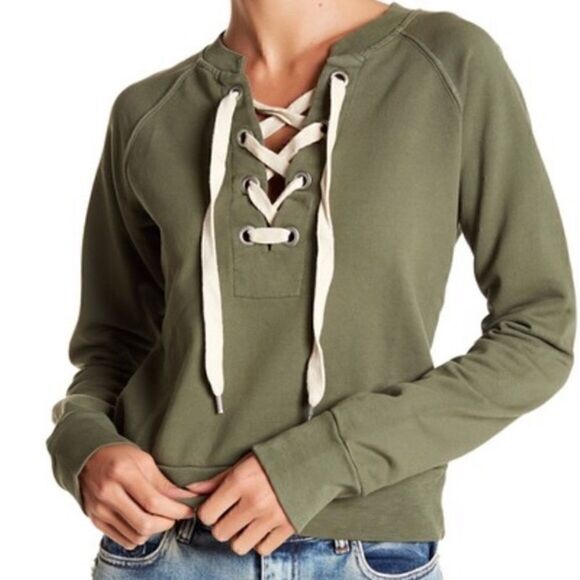 SINCERELY JULES KAYA LACE UP SWEATSHIRT LIKE NEW S - Picture 1 of 10